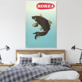 Korea Koi vintage stijl reisposter Canvas Afdruk (Insitu (Slaapkamer))