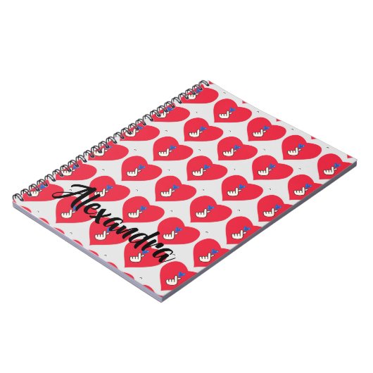 Korea Kpop Pattern Red Blue Hand Heart School Notitieboek (Linkerzijde)