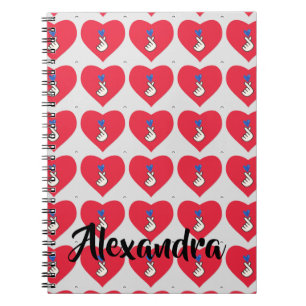 Korea Kpop Pattern Red Blue Hand Heart School Notitieboek