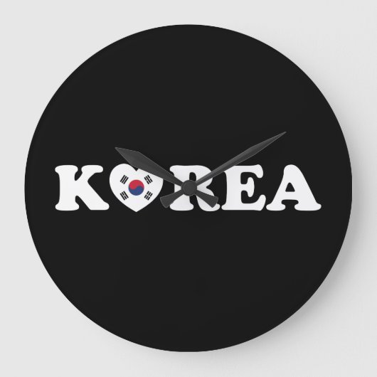 Korea Love Heart Flag Grote Klok (Voorkant)