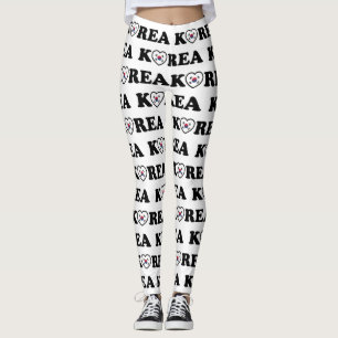 Korea Love Heart Flag Leggings