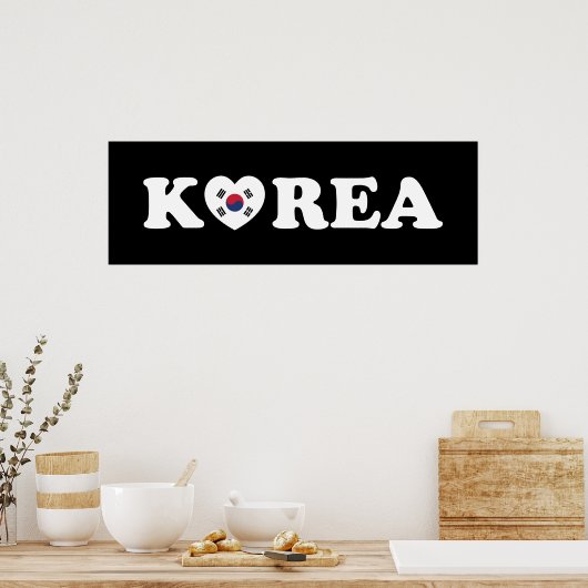 Korea Love Heart Flag Poster (Keuken)
