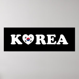 Korea Love Heart Flag Poster