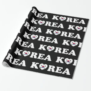 Korea Love Heart Flag Wrapping Paper Cadeaupapier