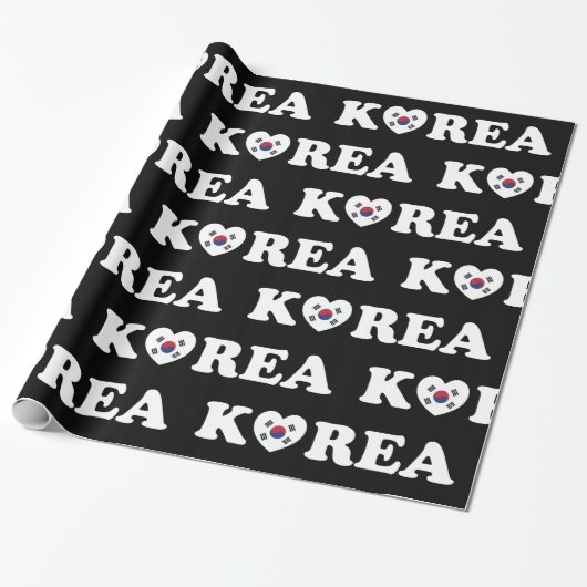 Korea Love Heart Flag Wrapping Paper Cadeaupapier (Uitgerold)