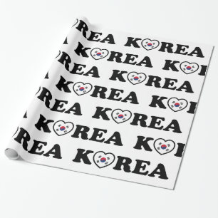 Korea Love Heart Flag Wrapping Paper Cadeaupapier