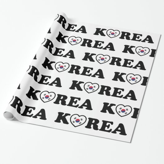 Korea Love Heart Flag Wrapping Paper Cadeaupapier (Uitgerold)