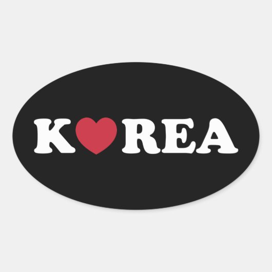 Korea Love Heart Oval Sticker (Voorkant)