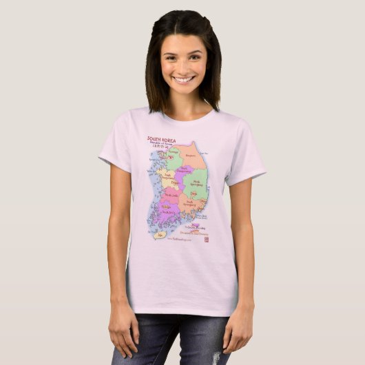 Korea Map Dames T Shirt (Voorkant volledig)