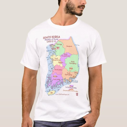 Korea Map Mannen T Shirt (Voorkant)