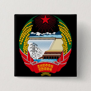 korea noord embleem vierkante button 5,1 cm
