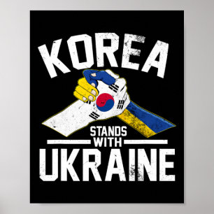 Korea Staat Met Oekraïne Oekraïense Koreaanse Vlag Poster