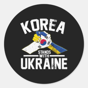 Korea staat met Oekraine Oekraïense Koreaanse vlag Ronde Sticker