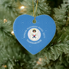 Korea (Zuid) Hanukkah Engel Jaar Uw Naam Hart Keramisch Ornament