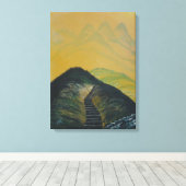 Koreaans Abstract trap voor droomgeel gebergte Canvas Afdruk (Insitu (Houten vloer))