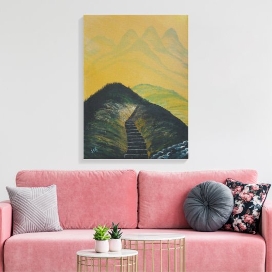Koreaans Abstract trap voor droomgeel gebergte Canvas Afdruk (Insitu (Woonkamer))