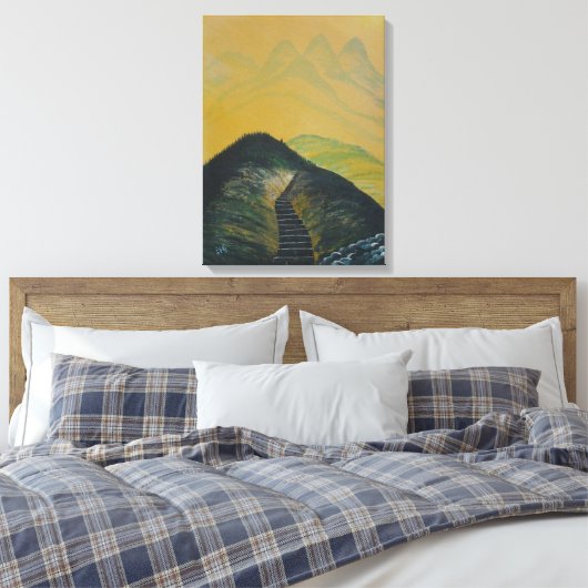 Koreaans Abstract trap voor droomgeel gebergte Canvas Afdruk (Insitu (Slaapkamer))