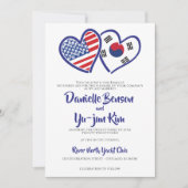 Koreaans Amerikaans hart vlaggen bruiloft Kaart (Voorkant)