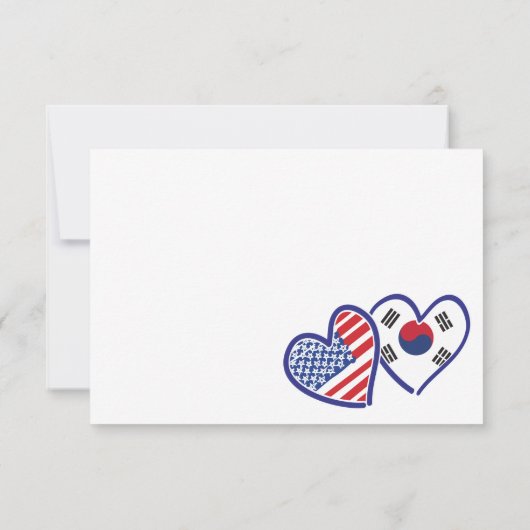 Koreaans-Amerikaanse hartenvlaggen RSVP Kaartje (Achterkant)