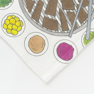 Koreaans BBQ Barbecue Roast Bulgogi Banchan Food Fleece Deken