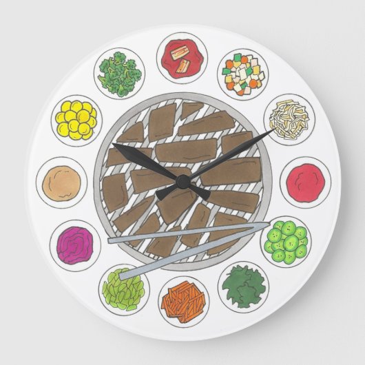 Koreaans BBQ Barbecue Roast Bulgogi Banchan Food Grote Klok (Voorkant)