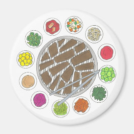 Koreaans BBQ Barbecue Roast Bulgogi Banchan Food Magneet