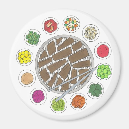 Koreaans BBQ Barbecue Roast Bulgogi Banchan Food Magneet (Voorkant)