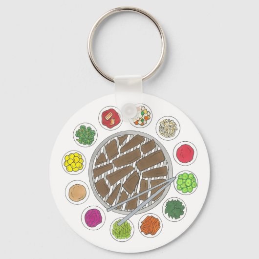 Koreaans BBQ Barbecue Roast Bulgogi Banchan Food Sleutelhanger (Voorkant)