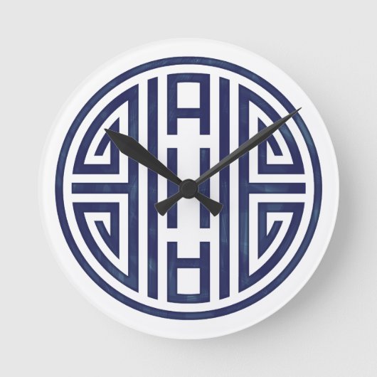 Koreaans blauw en witte  ronde klok (Voorkant)