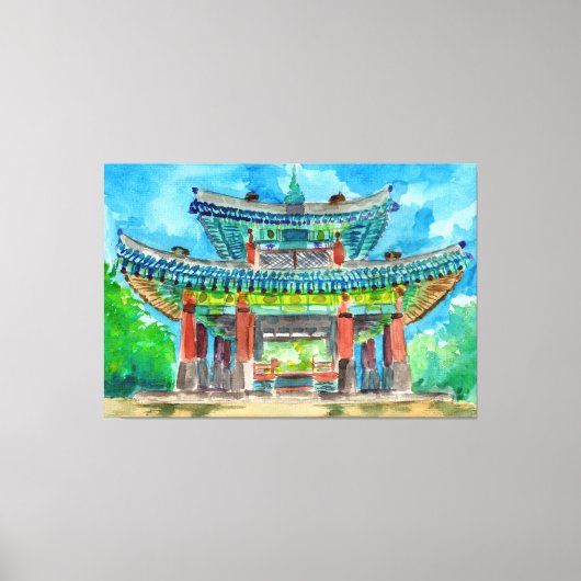 Koreaans boeddhisShrine Canvas Afdruk (Voorkant)
