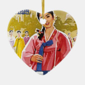 Koreaans Dames in Hanbok Keramisch Ornament (Voorkant)