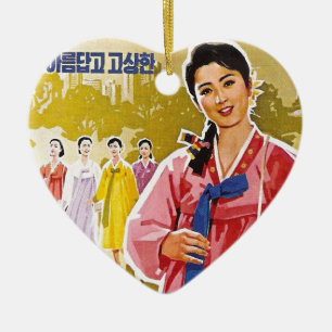 Koreaans Dames met Hanbok Keramisch sieraad Ornament