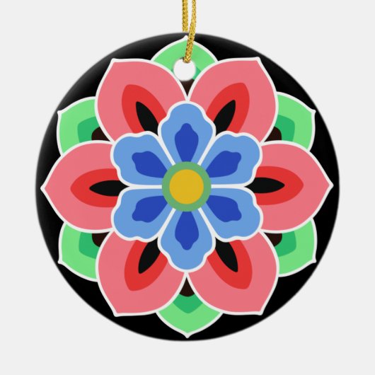 Koreaans Dancheong Flower Keramisch Ornament (Voorkant)
