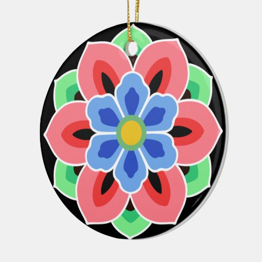Koreaans Dancheong Flower Keramisch Ornament (Links)