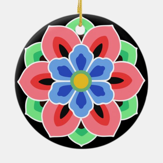 Koreaans Dancheong Flower Keramisch Ornament (Achterkant)