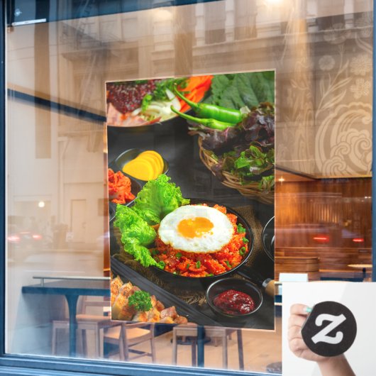 Koreaans Eten Gebakken Rijst Kimchi met Gebakken E Raamsticker (Cafe Raam)