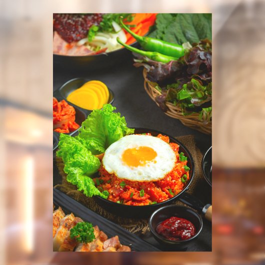 Koreaans Eten Gebakken Rijst Kimchi met Gebakken E Raamsticker (Vel 2)