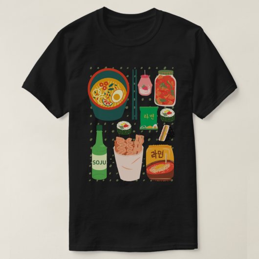Koreaans eten Tsirt Tee Shirts Goodness Soju Kimch (Design voorkant)