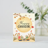 Koreaans halverwege het najaar Chuseok Picnic Briefkaart (Staand voorkant)