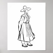 Koreaans Hanbok Man met Gat Ink Line Poster (Voorkant)