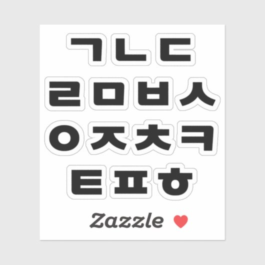 Koreaans | Hangul Alphabet Sticker (Vel)