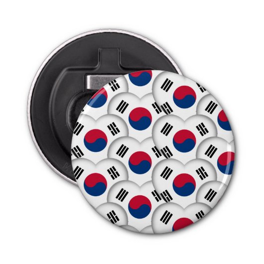 Koreaans hart en Koreaanse vlag/Zuid-Korea Button Flesopener (Voorkant)