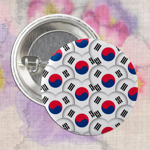 Koreaans hart en Koreaanse vlag / Zuid-Korea Ronde Button 3,2 Cm