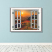 Koreaans herfst Sunset Temple Faux Uitzicht Canvas Afdruk (Insitu (Houten vloer))