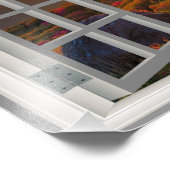 Koreaans herfst Sunset Temple Faux Uitzicht Foto Afdruk (Hoek)