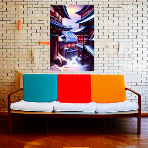 Koreaans in de sneeuwwinter   AI Art Poster