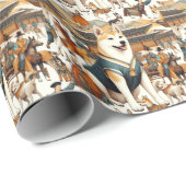 Koreaans Jindo Dog Naadloze Illustratie Cadeaupapier (Rol Hoek)