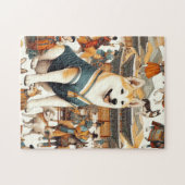  Koreaans Jindo Dog Naadloze Illustratie Legpuzzel (Horizontaal)