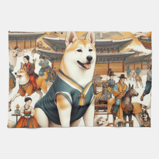 Koreaans Jindo Dog Naadloze Illustratie Theedoek