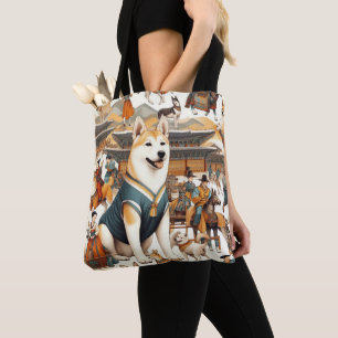 Koreaans Jindo Dog Naadloze Illustratie Tote Bag